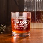 Personalised  Aged to Perfection 10 oz Old Fashioned Rock Whiskey Glass with Name Year and Age Anniversary Birthday Gift for Men Whiskey Lovers