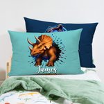Personalised Cool Dinosaur Cozy Lumbar Cushion Cover with Name Home Decor Holiday Birthday Gift for Boys Girls Dino Lovers