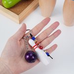 Personalized Bowling Ball Bowling Pin Bag Tag Keychain with Beaded Name Game Day Anniversary Birthday Gift for Bowling Ball Lover