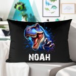 Personalised Cool Dinosaur Cozy Lumbar Cushion Cover with Name Home Decor Holiday Birthday Gift for Boys Girls Dino Lovers