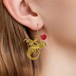 Personlig Fantasy Dragon Sword Örhängen med Födelsesten Födelsedag Jubileum Julklapp för Kvinnor Bokmaskar Bokälskare