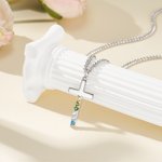 Gepersonaliseerd Kruis 1-6 Geboortestenen Ketting Minimalistische Sieraden Doop Religieus Verjaardagscadeau voor Christenen Mannen Vrouwen
