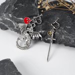 Personlig Fantasy Dragon Sword Örhängen med Födelsesten Födelsedag Jubileum Julklapp för Kvinnor Bokmaskar Bokälskare