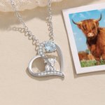 Personligt hjärta söt Highland Cow Zircon Birthstone halsband kvinnor smycken födelsedag årsdag gåva för Highland Cow älskare