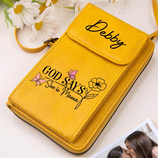 Personnalisé Dieu dit qu'elle est Sac à bandoulière avec fleur de naissance Portable Voyage Utilisation quotidienne Anniversaire Cadeau pour les femmes