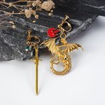 Personlig Fantasy Dragon Sword Örhängen med Födelsesten Födelsedag Jubileum Julklapp för Kvinnor Bokmaskar Bokälskare