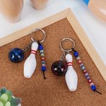 Personalized Bowling Ball Bowling Pin Bag Tag Keychain with Beaded Name Game Day Anniversary Birthday Gift for Bowling Ball Lover