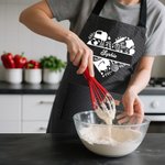 Personalised Multicolour Kitchenware Kid Adult Baking Apron with Name and Front Pocket Birthday Gift for Family Cooking Lovers