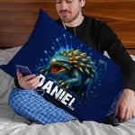 Personalised Cool Dinosaur Cozy Lumbar Cushion Cover with Name Home Decor Holiday Birthday Gift for Boys Girls Dino Lovers