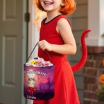 Personalized Cute Cartoon Vampire Witch Halloween Sweets Basket with Name Trick or Treat Activity Halloween Party Gift for Boys Girls