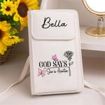 Personalized God Says She Is Crossbody Bag Wallet with Birth Flower Portable Travel Daily Use Birthday Anniversary Gift for Women
