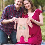 Personalised Watercolour Style Crib 100% Cotton Baby Romper Hat Set with Name Baby Shower Gift for Newborn New Parents