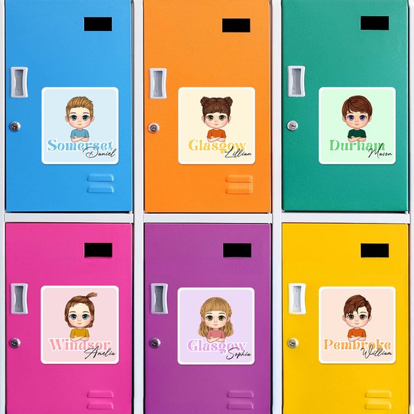 Personalized Multicolor Cartoon Character Fridge Magnet with Name Birthday Back to School Gift for Teachers Kids Students