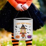 Personalized Cute Cartoon Vampire Witch Halloween Sweets Basket with Name Trick or Treat Activity Halloween Party Gift for Boys Girls