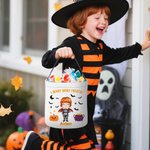 Personalized Cute Cartoon Vampire Witch Halloween Sweets Basket with Name Trick or Treat Activity Halloween Party Gift for Boys Girls