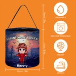 Personalized Cute Cartoon Vampire Witch Halloween Sweets Basket with Name Trick or Treat Activity Halloween Party Gift for Boys Girls