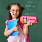 Trousse à Crayons en Tissu Oxford Personnalisée avec Nom et Animal Marin Trousse Deux Couches Durables Cadeau Rentrée Scolaire pour Enfant