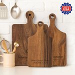 Planche à découper réversible en bambou pour fromage et charcuterie avec poignée Made in USA Cadeau de pendaison de crémaillère pour famille et couple
