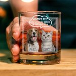 Gepersonaliseerde Life Would Be Boring Without Me 10 oz Rock Whiskey Glass met foto van huisdier en naam Ouderwets Verjaardagscadeau voor vrienden en liefhebbers van huisdieren
