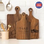 Personalised Engraved Flower Mountain Wood Charcuterie Chopping Board with Handle and Name Made in USA Wedding Gift for Family