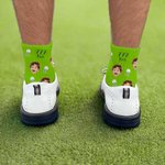 Personlig Golf Ball Club Lucky Number Face Photo Myke pustende midtkalvsokker Jubileum Bursdagsgave til menn Golfspillere