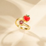 Anillo ajustable personalizado de la piedra del nacimiento de la manzana Joyería delicada Regalo de la apreciación de la vuelta a la escuela para el educador del profesor de la mujer
