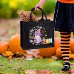 Spersonalizowana laserowa torba na zakupy z imieniem i nazwiskiem Trick or Treat Halloween Party Prezent dla dzieci Kobiety