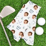 Personlig Golf Ball Club Lucky Number Face Photo Myke pustende midtkalvsokker Jubileum Bursdagsgave til menn Golfspillere
