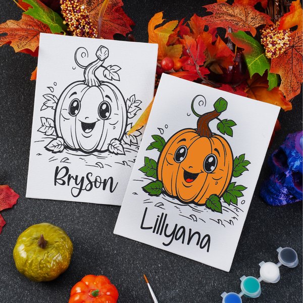 Henkilökohtainen sarjakuva Halloween Pumpkin Kids Paint Kit nimi Educational Toys Trick or Treat Halloween Party lahja pojille tytöille