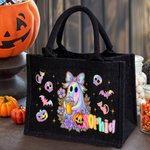 Spersonalizowana laserowa torba na zakupy z imieniem i nazwiskiem Trick or Treat Halloween Party Prezent dla dzieci Kobiety