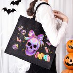 Spersonalizowana laserowa torba na zakupy z imieniem i nazwiskiem Trick or Treat Halloween Party Prezent dla dzieci Kobiety