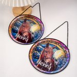 Personalised Stained Glass Style Pet Portrait Photo Suncatcher Ornament with Name Window Balcony Memorial Hanging Decor Birthday Gift for Pet Lovers