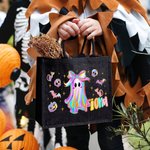 Spersonalizowana laserowa torba na zakupy z imieniem i nazwiskiem Trick or Treat Halloween Party Prezent dla dzieci Kobiety