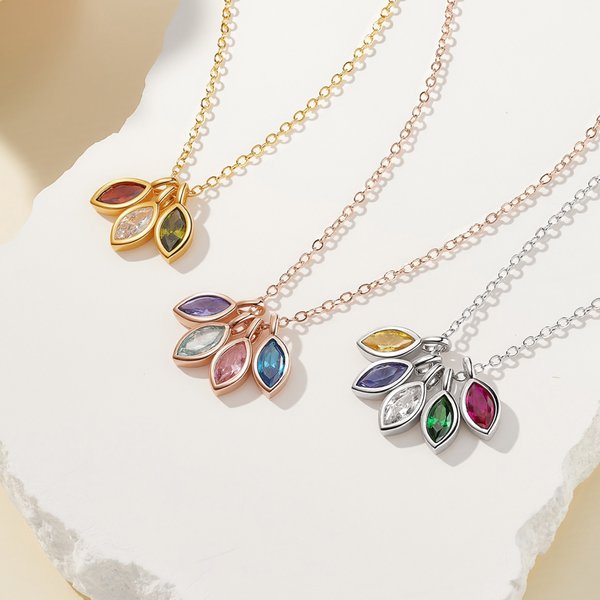 Spersonalizowany 1-8 Marquise Birthstones Naszyjnik Dainty Biżuteria Urodziny Dzień Matki Rocznica Prezent dla kobiet