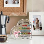 Personalisierte Herzförmige Acryl-Tafel mit Blume Bleistift Apfel Namen Text und Datum Schulanfang Dankeschön Geschenk für Lehrkräfte