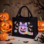 Spersonalizowana laserowa torba na zakupy z imieniem i nazwiskiem Trick or Treat Halloween Party Prezent dla dzieci Kobiety