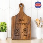 Personalised Cute 1-8 Names Biscuit Family Reversible Cheese Charcuterie Chopping Board with Grip Made in USA Mother's Day Gift for Grandma Mom