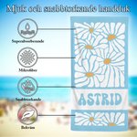 Personlig snabbtorkande strandhandduk retro blommor och namn badlakan för sommarsemester strand och födelsedagspresent