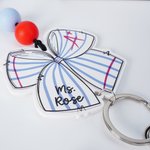 Personalised Notebook Paper Crayon Bow Beads Badge Lanyard with Text Teacher's Day Appreciation Back to School Gift for Teachers Educators
