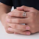 Personlige håndjern Interlocking Infinity Ring med initialer Valentinsdag Jubileum Bursdagsgave til kvinnelig eller mannlig politibetjentpar