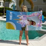 Personalizowany Śmieszny Ręcznik Plażowy Zebra Flamingo Zwierzęta Szybkoschnący Ponadwymiarowy Ręcznik Plażowy z Imieniem Letnie Wakacje Plaża Impreza Prezent dla Przyjaciół Rodziny