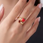 Anillo ajustable personalizado de la piedra del nacimiento de la manzana Joyería delicada Regalo de la apreciación de la vuelta a la escuela para el educador del profesor de la mujer