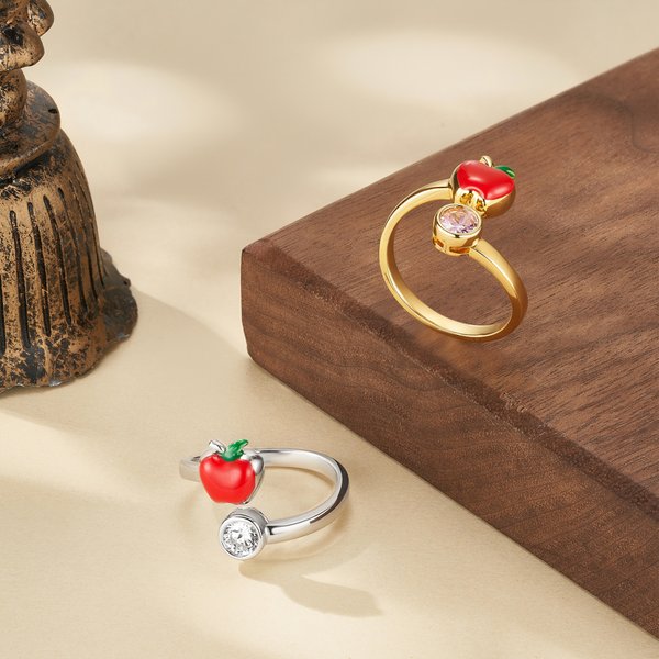 Anillo ajustable personalizado de la piedra del nacimiento de la manzana Joyería delicada Regalo de la apreciación de la vuelta a la escuela para el educador del profesor de la mujer