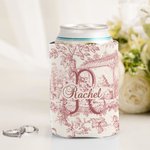 Personalisierte Retro-Stil Französisch drucken Toile De Jouy isolierte Bierdose Kühler Hülse mit Namen und Initialen Party Hochzeit Geschenk für Braut Brautjungfern