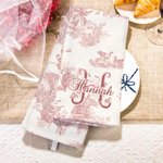 Personalisierte Retro Französisch Toile De Jouy Waffel Geschirrtuch mit Initiale und Name Küche Dekoration Hochzeit Verlobung Geschenk für Newlyweds Paar