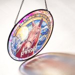 Personalised Stained Glass Style Pet Portrait Photo Suncatcher Ornament with Name Window Balcony Memorial Hanging Decor Birthday Gift for Pet Lovers