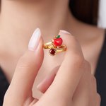 Anillo ajustable personalizado de la piedra del nacimiento de la manzana Joyería delicada Regalo de la apreciación de la vuelta a la escuela para el educador del profesor de la mujer