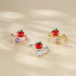 Anillo ajustable personalizado de la piedra del nacimiento de la manzana Joyería delicada Regalo de la apreciación de la vuelta a la escuela para el educador del profesor de la mujer