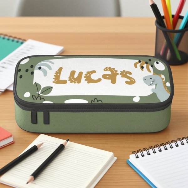 Personalised Cute Dinosaur Large Capacity Multi-compartment Stationery Pencil Case with Name Back to School Birthday Gift for Boys Girls