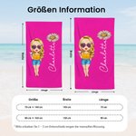 Personalisiertes saugfähiges Cartoon Mädchen Strandtuch mit Geburtsblume und Namen Mehrfarbiges weiches Handtuch Urlaub Strand Geschenk für Freunde